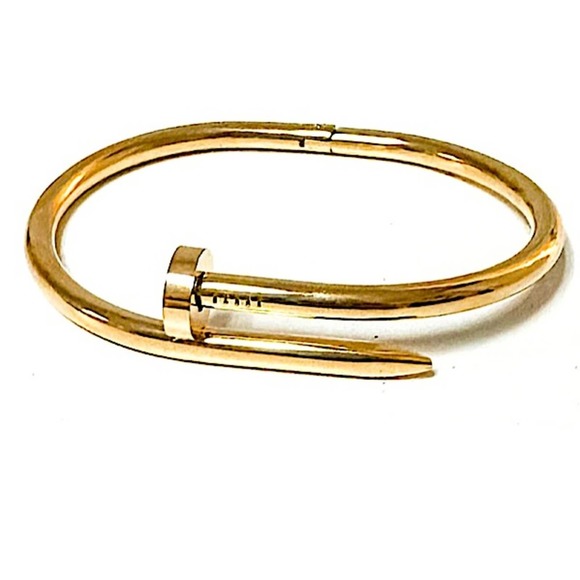 Gold Nail Bangle Bracelet - Picture 12 of 13